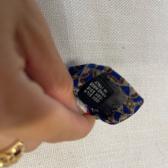 Valentino Blue and Gold Patterned Tie - Picture 4 of 4